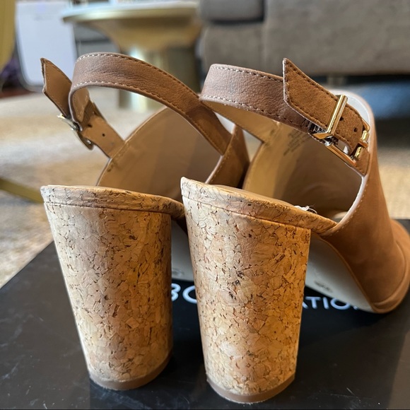 BCBG Loriah Taupe Cork Heel Sandal - Picture 9 of 14